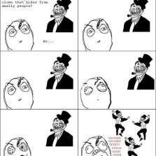 The clown that hides from smelly people